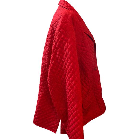 RQT Women's Red Floral Quilted Jacket, Plus Size 3X - Picture 2 of 4